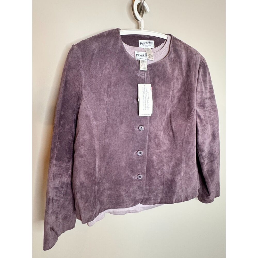 NWT Vintage Pendleton Suede Coat & Matching Top Set Women's Large Purple - Picture 2 of 5